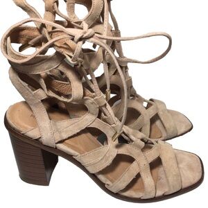 Maiden Lane leather lace up gladiator booties. Size 8.